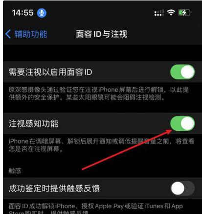 政和苹果14维修网点分享iPhone14注视感知功能有什么用 